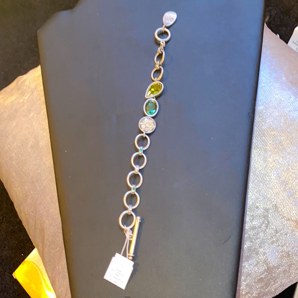 Lia Sophia silver/Green Pavè Bracelet NWT